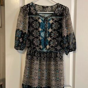 Sheer print overlay with lining dress